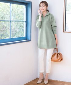 Tiaclasse 【洗える】ハーフジップニットチュニック