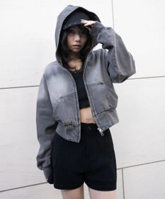 WEGO デニムショートフードブルゾン
