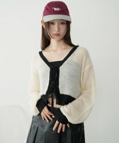 WEGO 【25年秋冬新作】モヘアタッチ2WAYリボンカーデ