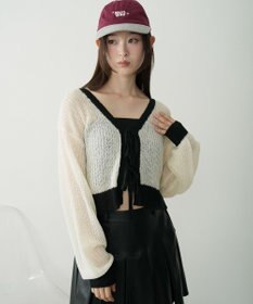 WEGO 【25年秋冬新作】モヘアタッチ2WAYリボンカーデ