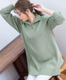 Tiaclasse 【洗える】ハーフジップニットチュニック