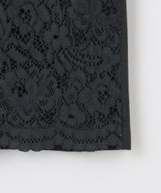 自由区 【洗える】クレープストレッチレースコンビ ニット