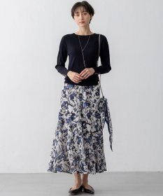 23区 ニュアンスフラワー プリント シルク スカーフ