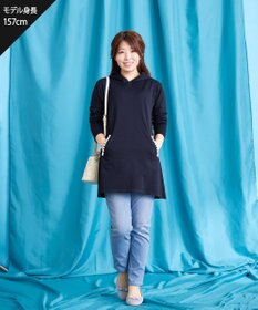 Tiaclasse 【洗える】パールポケット付きニットチュニックパーカー