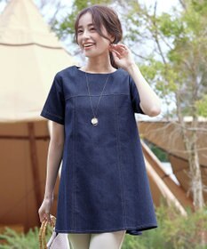 Tiaclasse 【洗える】デニムチュニックブラウス