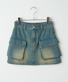 WEGO ヴィンテージウォッシュデニムカーゴミニスカート