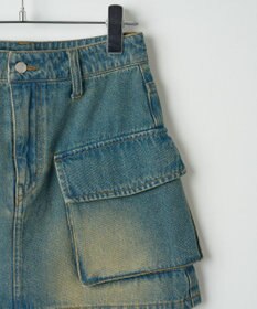 WEGO ヴィンテージウォッシュデニムカーゴミニスカート