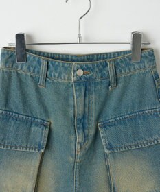 WEGO ヴィンテージウォッシュデニムカーゴミニスカート