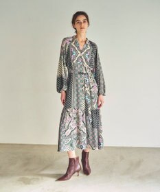 GRACE CONTINENTAL カフタンプリントロングワンピース