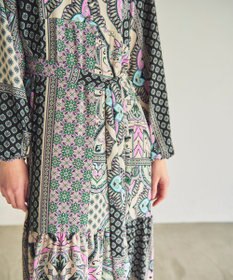 GRACE CONTINENTAL カフタンプリントロングワンピース