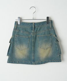 WEGO ヴィンテージウォッシュデニムカーゴミニスカート