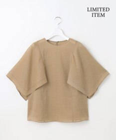 自由区 【WEB限定・接触冷感・洗える】シアーラミーローンイレギュラーヘムスリーブ ブラウス