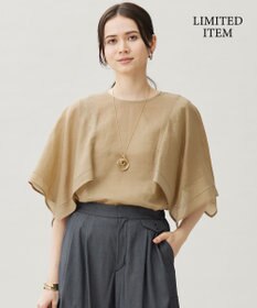 自由区 【WEB限定・接触冷感・洗える】シアーラミーローンイレギュラーヘムスリーブ ブラウス