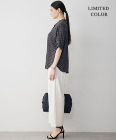 ICB 【新色追加・WEB限定カラーあり】BackSatinAmunzen 5分袖バンドカラーブラウス