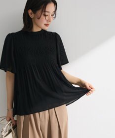 Green Parks マジョリカプリーツショートスリーブブラウス