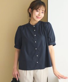 Feroux 【洗える】バンドカラーパールボタン ブラウス