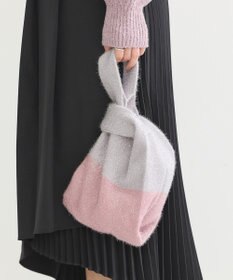 earth music&ecology バイカラーキラキラニットハンドバッグ