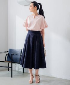 組曲 【汗ジミ防止・撥水】GIZAプレーティング天竺袖フリル カットソー