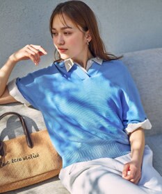 ANY アクリルガーターポロ衿ニット