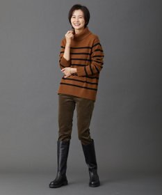 J.PRESS LADIES S 【洗える】MERINO CASHMERE オフタートル ボーダー ニット
