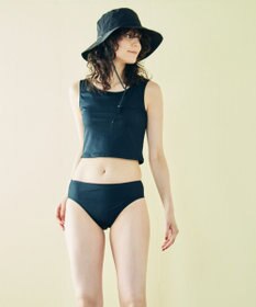 San-ai Resort（三愛水着楽園） 【WEB限定】5点セット バケットハット付きUVカット リブタンキニ+ラッシュガードセット水着【BeachQueen(ビーチクイーン）】