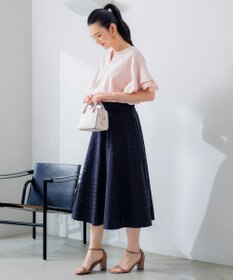 組曲 【汗ジミ防止・撥水】GIZAプレーティング天竺袖フリル カットソー