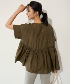 UNFILO ヴィンテージシアー ギャザーペプラムブラウス