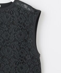 自由区 【洗える】クレープストレッチレースコンビ ニット