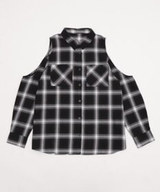 WEGO オープンショルダーチェックBIGシャツ