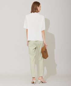 ICB 【洗える】BackSatinAmunzen 5分袖ラッフルデザインブラウス