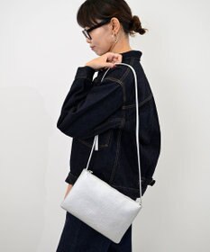 Hekhèr Le Style de Vie 新素材・新色追加【日本製】シュリンクレザー スクエアショルダーバッグ シルバー