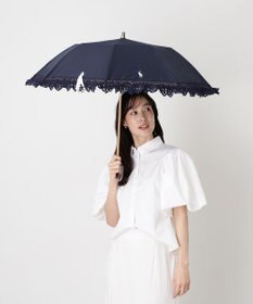 MOONBAT 【遮光/晴雨兼用日傘】POLO RALPH LAUREN(ポロ ラルフローレン) エンブフリル 折りたたみ傘 楽折 遮熱 UV