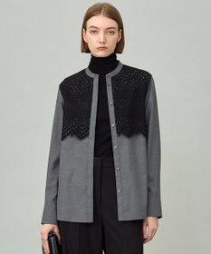 ICB L 【洗える】 レースコンビブラウス