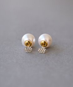 Phoebe 〈金属アレルギー対応〉3wayハートパヴェビジューパールキャッチピアス/ゴールド