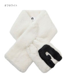 MOONBAT FURLA バイカラーロゴフェイクファーマフラー