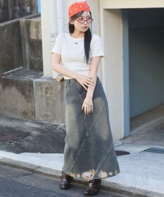 WEGO ヴィンテージウォッシュワンポイントリブT