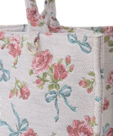 Maison de FLEUR ローズリボン柄ゴブランスクエアトートMバッグ