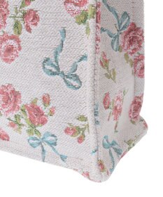 Maison de FLEUR ローズリボン柄ゴブランスクエアトートMバッグ