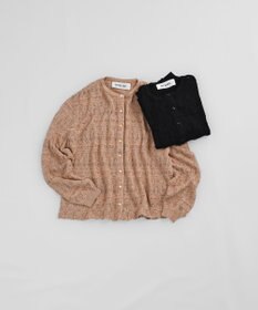 muuc 〈高品質シルク100%〉〈通年着られる〉透かしレース編み 袖リブあり シェルボタン使用 カーディガン