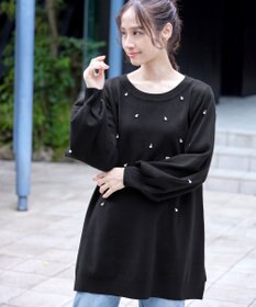 Tiaclasse 【洗える】パール付きニットチュニック