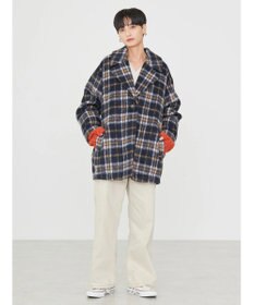 AMERICAN HOLIC チェックコクーンミディコート