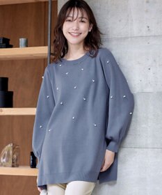 Tiaclasse 【洗える】パール付きニットチュニック