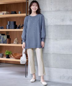 Tiaclasse 【洗える】パール付きニットチュニック