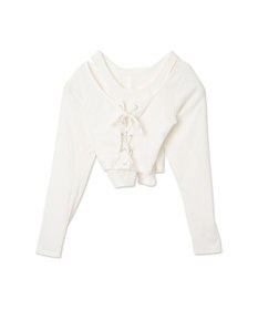 WEGO レイヤードレースアップ長袖トップス