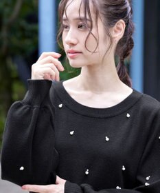 Tiaclasse 【洗える】パール付きニットチュニック