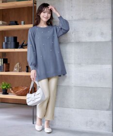 Tiaclasse 【洗える】パール付きニットチュニック