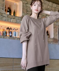 Tiaclasse 【洗える】パール付きニットチュニック