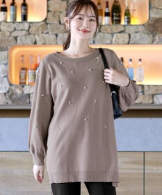 Tiaclasse 【洗える】パール付きニットチュニック