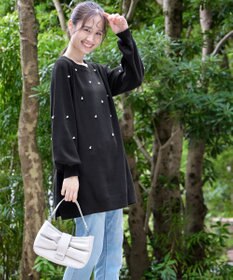 Tiaclasse 【洗える】パール付きニットチュニック