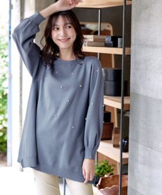 Tiaclasse 【洗える】パール付きニットチュニック